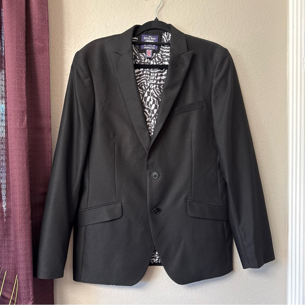 The Savile Row Company Black Double Button Suit Jacket Size 40 R